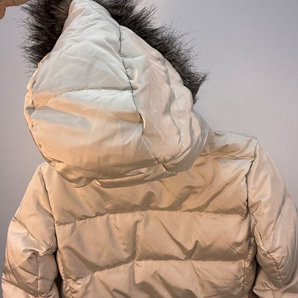 Banana Republic Women's Cream Puffer Jacket with Faux Fur Hood XS - Picture 5 of 9